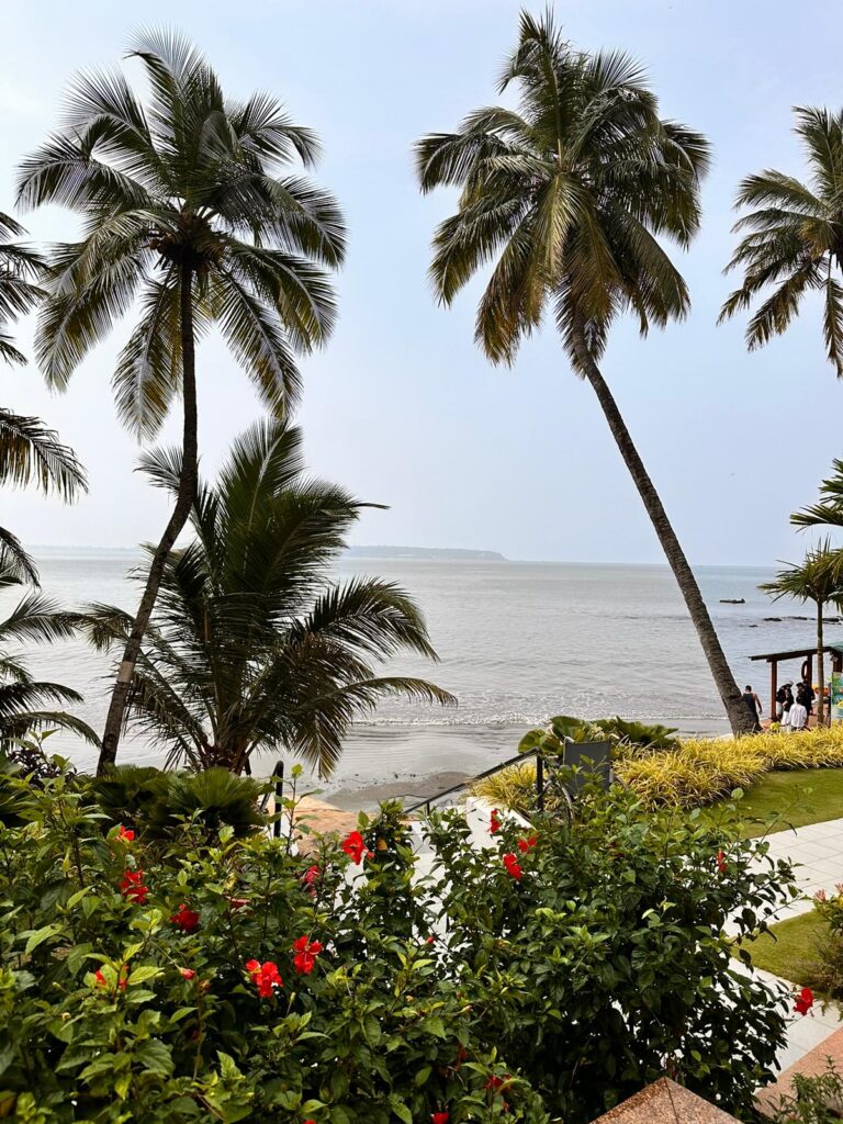 View of Vainguinim Beach, Goa from our hotel Taj Cidade De Goa Heritage