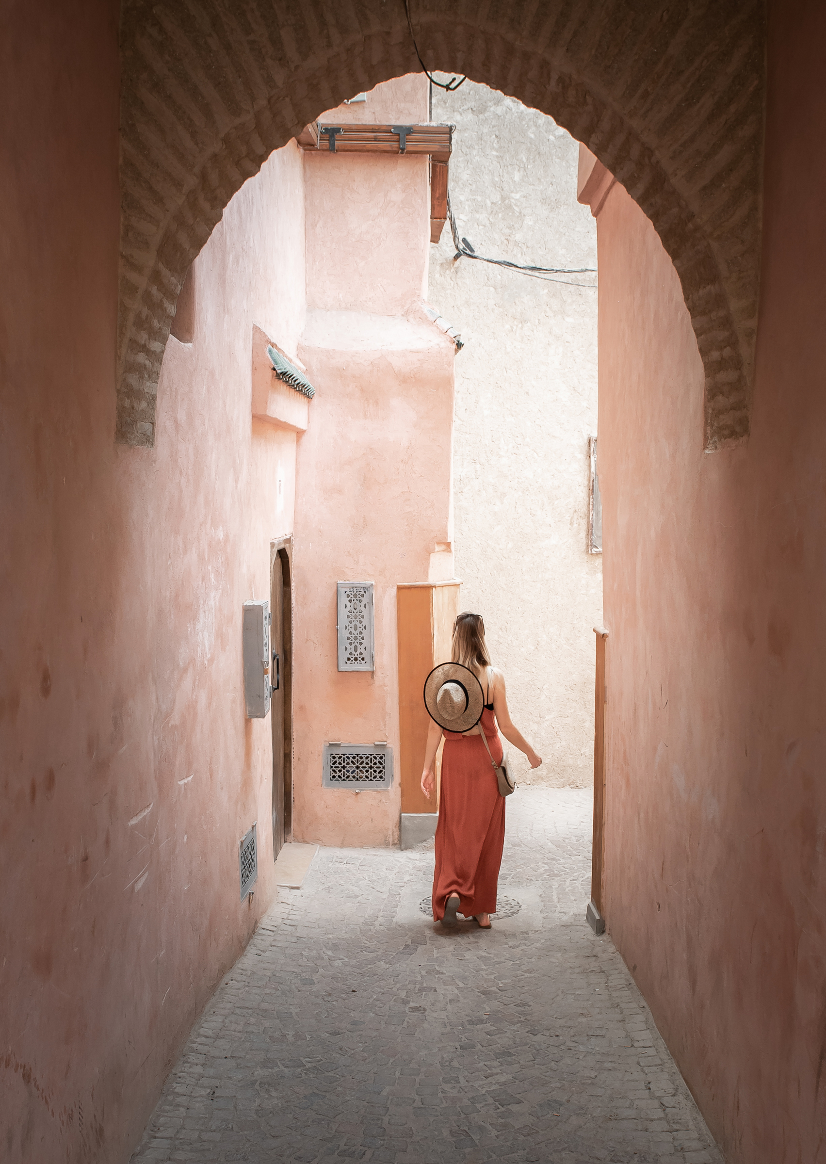 Woman walking alone through a quiet area