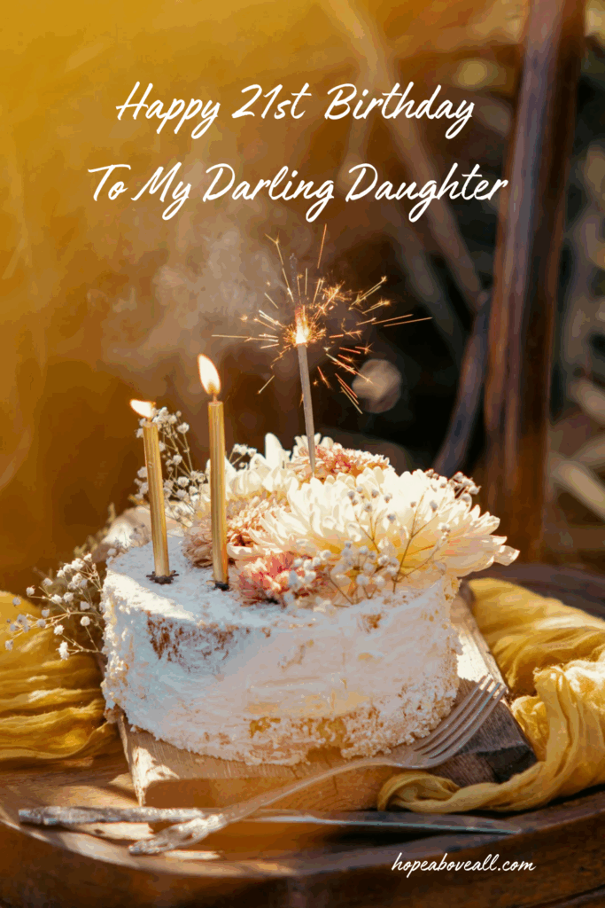 Beautiful birthday cake with lit candles