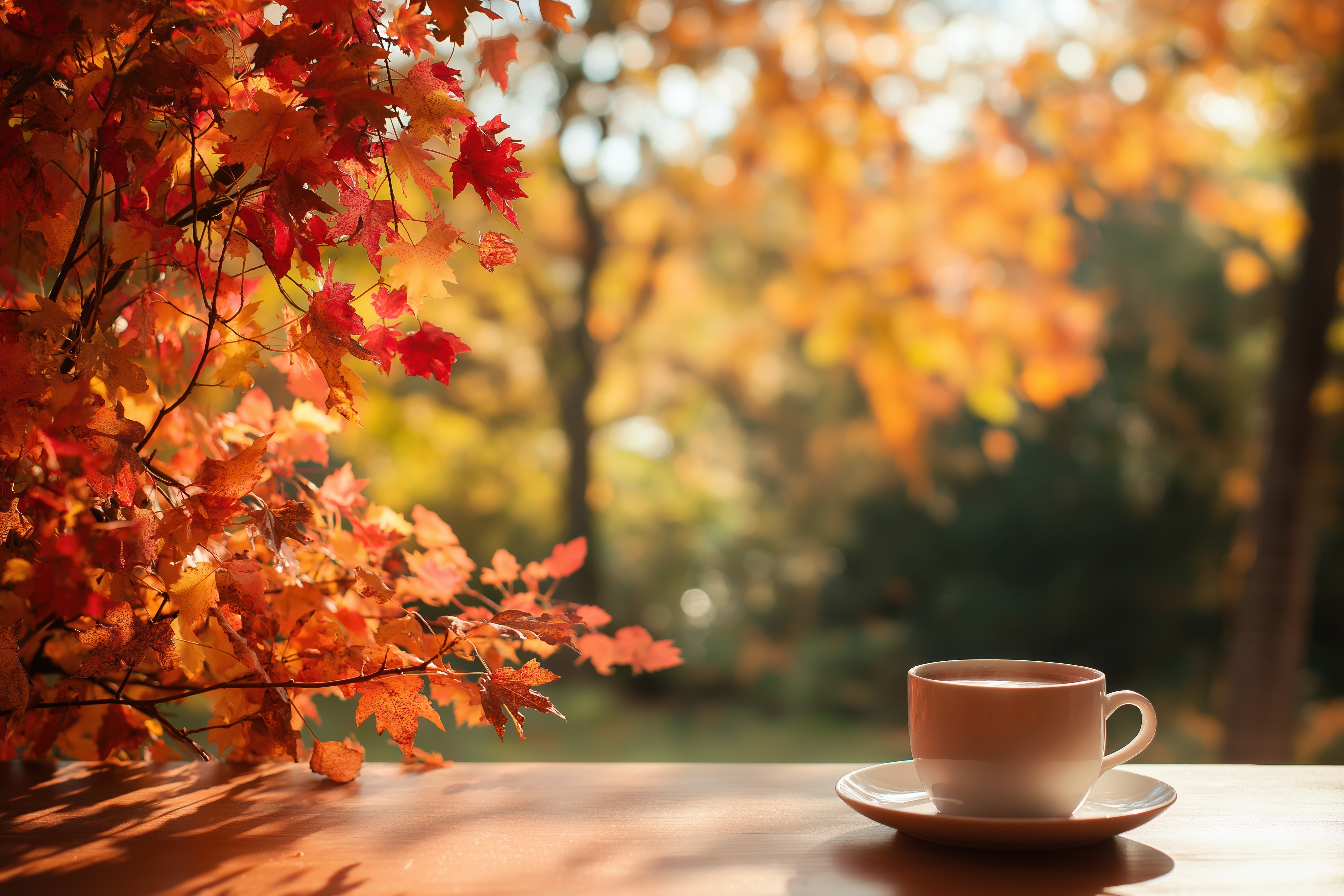 drinking coffee outdoors in an attempt to beat the post-summer slump